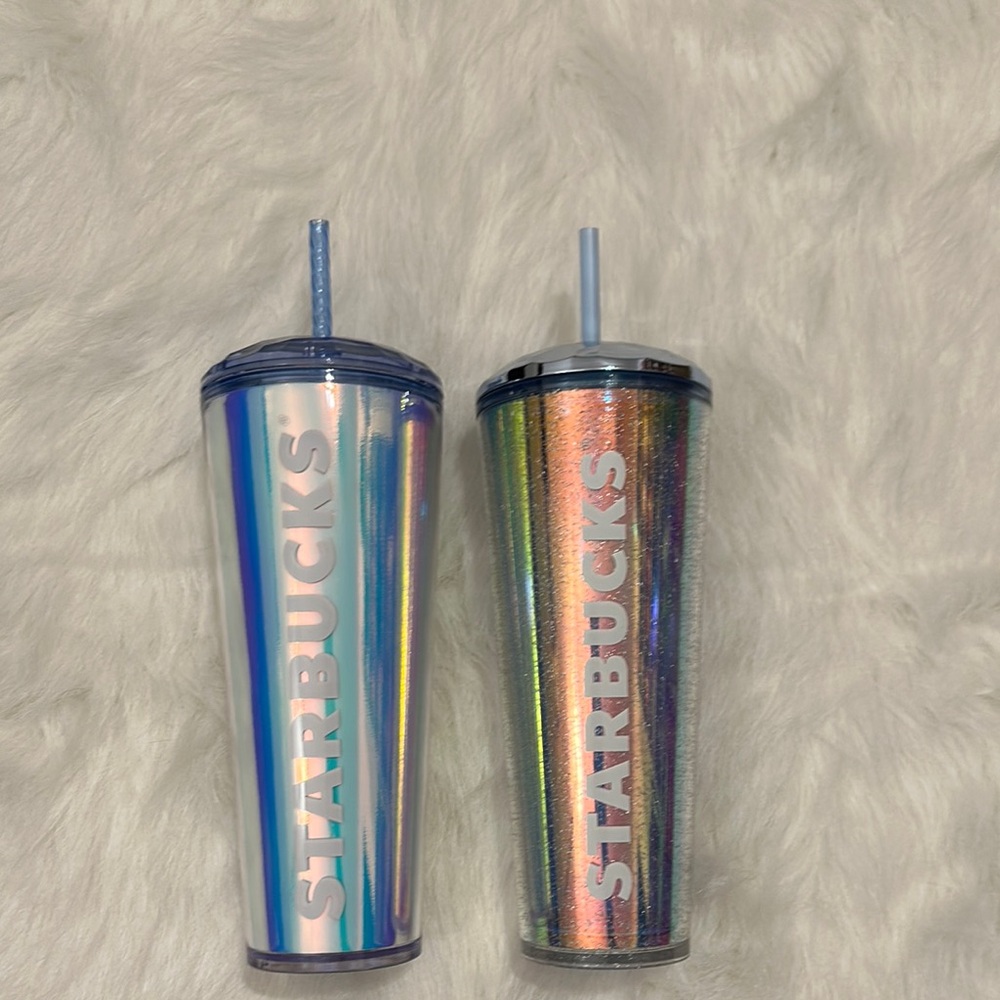 Starbucks Iridescent Party Tumblers - Blue and Silver